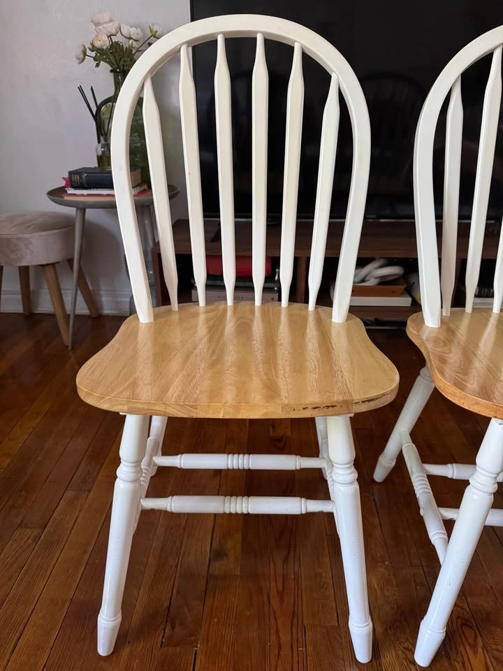 Set of 2 Tolman Solid Wood Windsor Chairs – White/Natural - photo 2