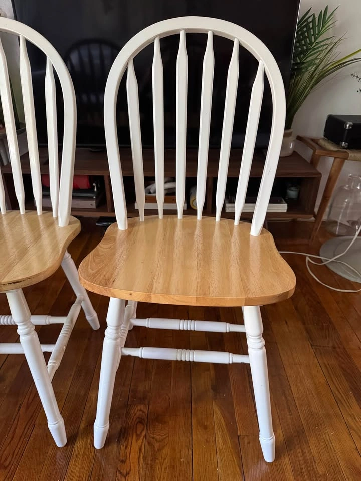 Set of 2 Tolman Solid Wood Windsor Chairs – White/Natural - photo 3