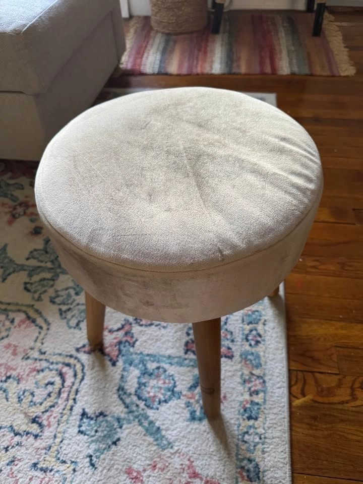 Round Upholstered Stool / Ottoman - photo 2