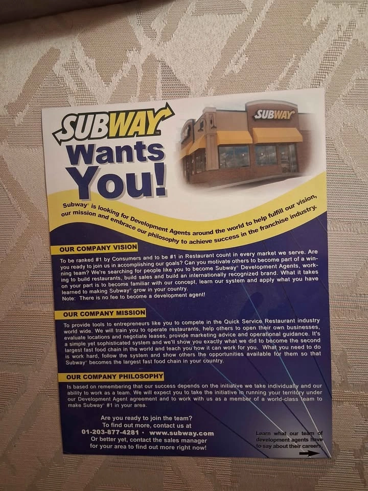 Vintage 2002 Subway Fast Food Franchise Informational Packet - photo 3