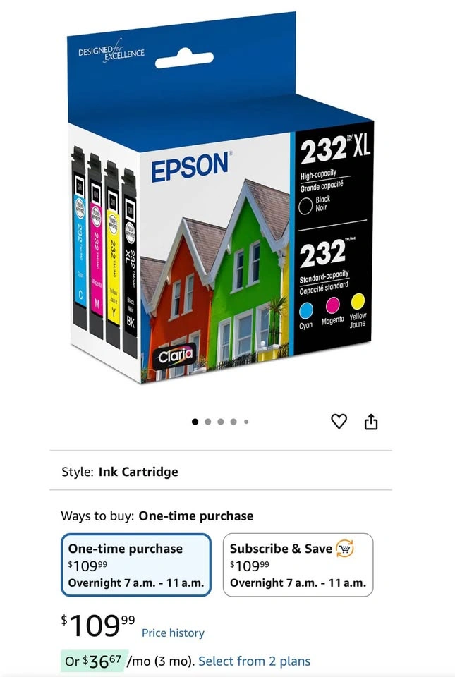 Epson 232 Genuine Ink Cartridge XL Black and Color Combo - photo 3