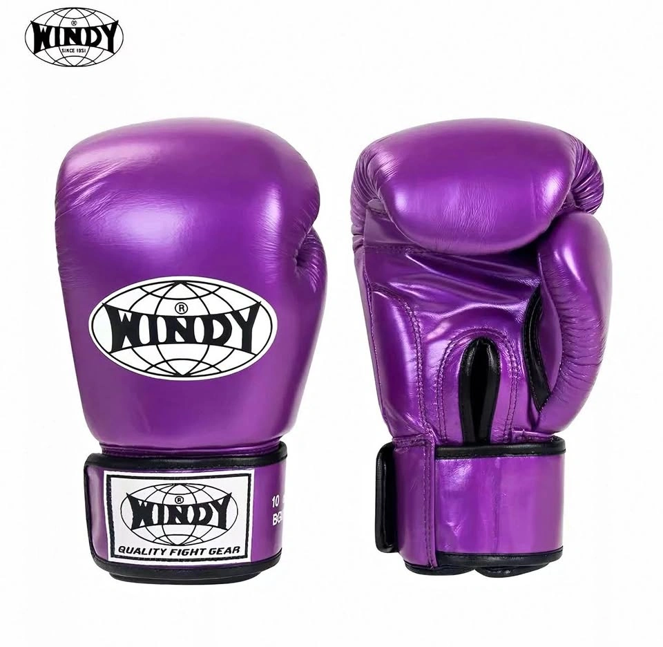 WINDY 12oz Genuine Leather Boxing Gloves – Metallic Purple