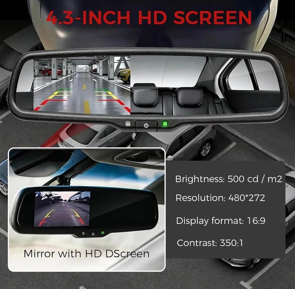 Rear View Backup Mirror / Monitor - RED WOLF 4.3" Anti-glare - photo 5