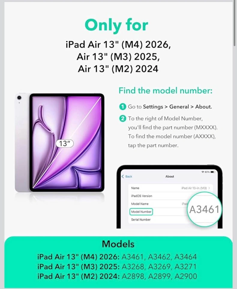 iPad Air 13 inch M2 Magnetic Case - ESR 9 Angle Stand - photo 3