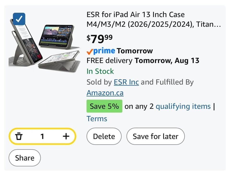 iPad Air 13 inch M2 Magnetic Case - ESR 9 Angle Stand - photo 4