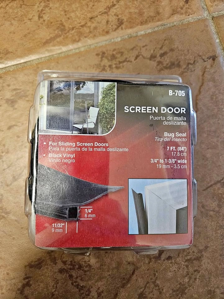 Screen Door Bug Seal Black Vinyl B-705 7 FT