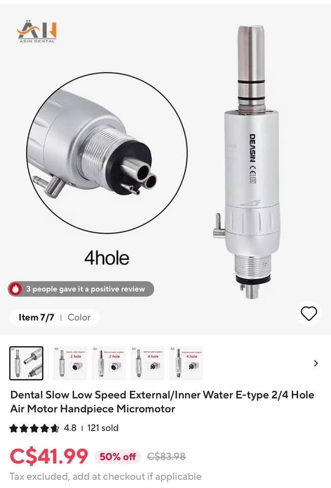 NEW 4-Hole Dental Pneumatic Air Motor - Rotary Lab Handpiece - photo 2