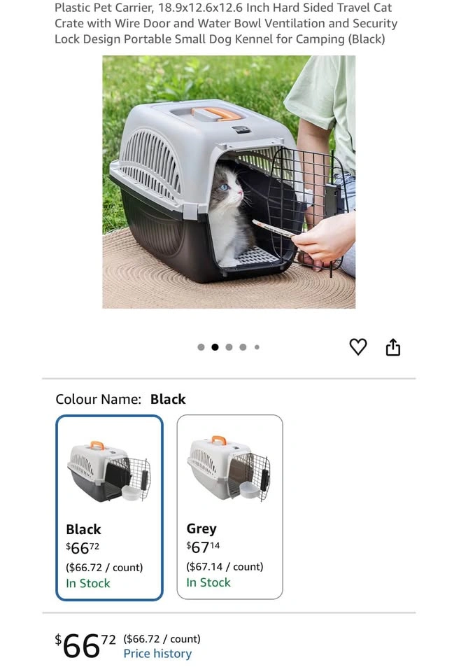 Plastic Pet carrier (Small dog or cat) 18.9x12.6x12.6 Inch - photo 2