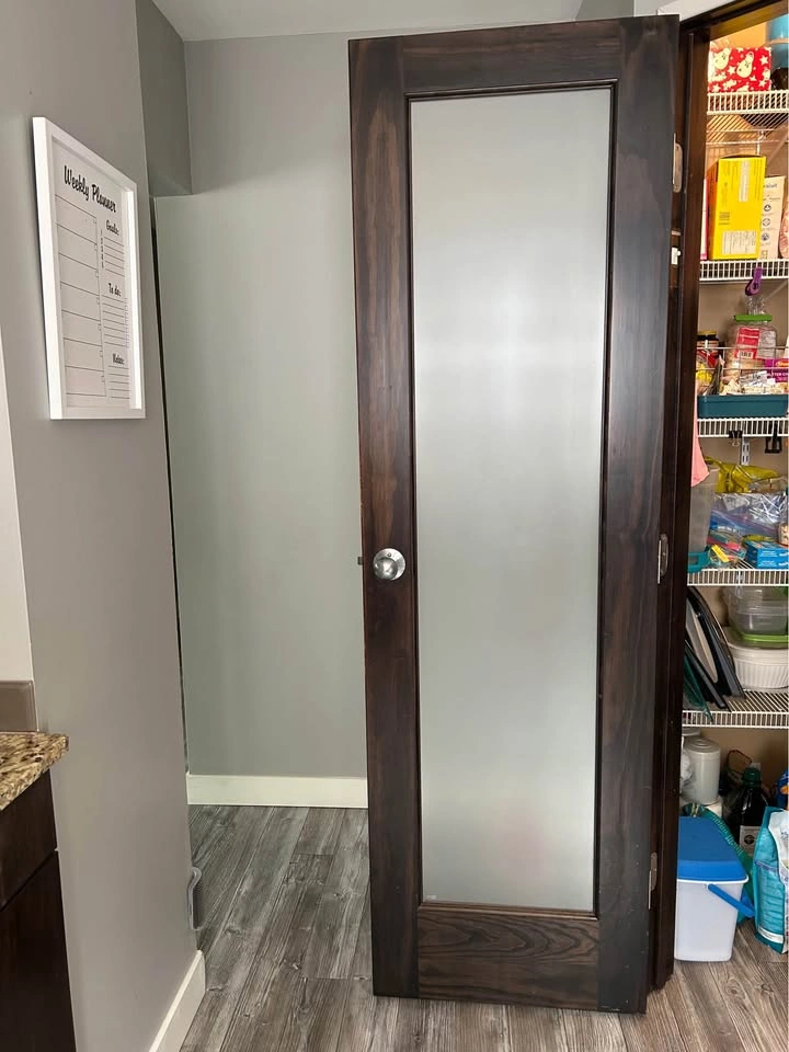 24”x80” Dark Wood Pantry Door with Frosted Glass - photo 2