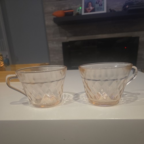 Vintage Pair Jeannette Windsor Pink Depression Glass Cups