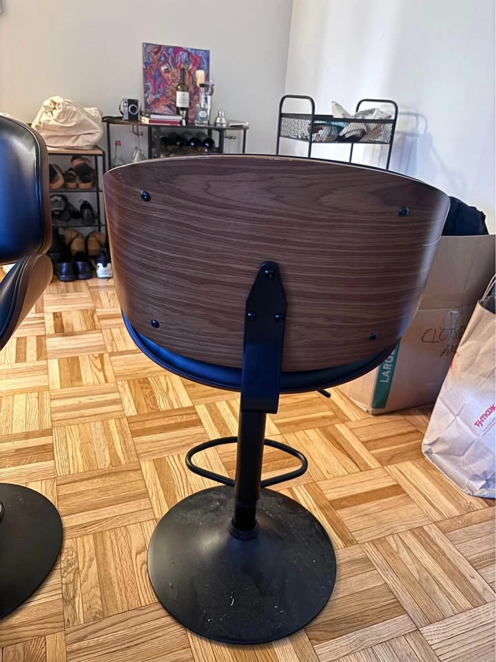 Pair of Mid-Century Modern Style Swivel Bar Stools - photo 2