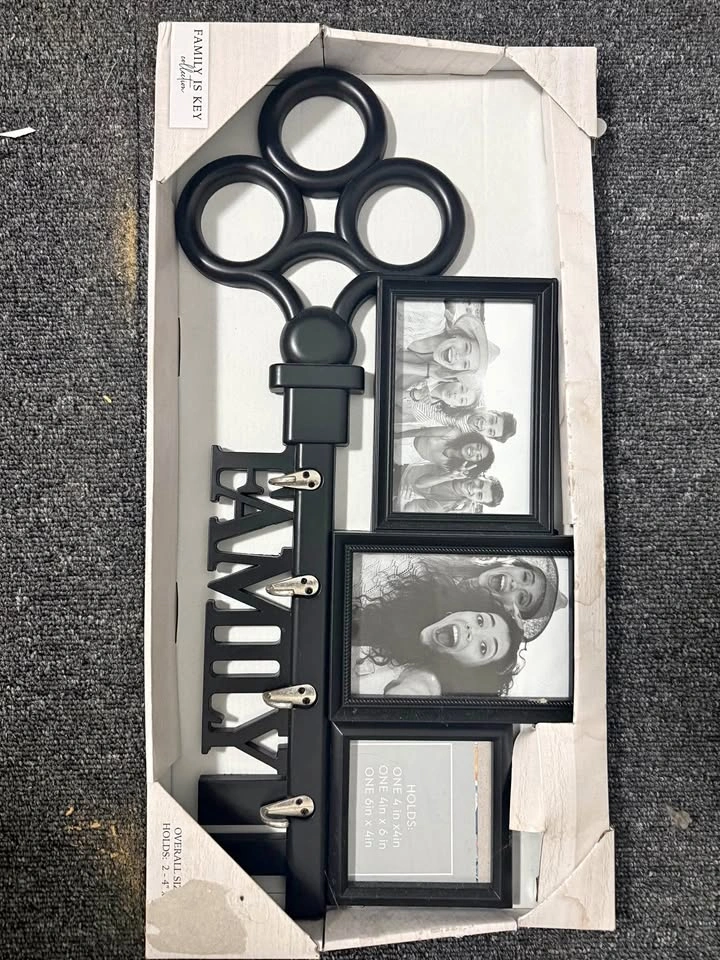 Family is Key Collection Wall Photo Frame and Hook Rack