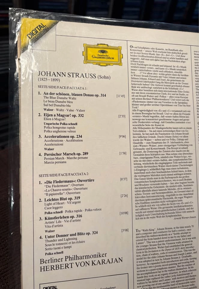 Vinyl LP Johann Strauss: The Blue Danube Deutsche Grammophon - photo 4