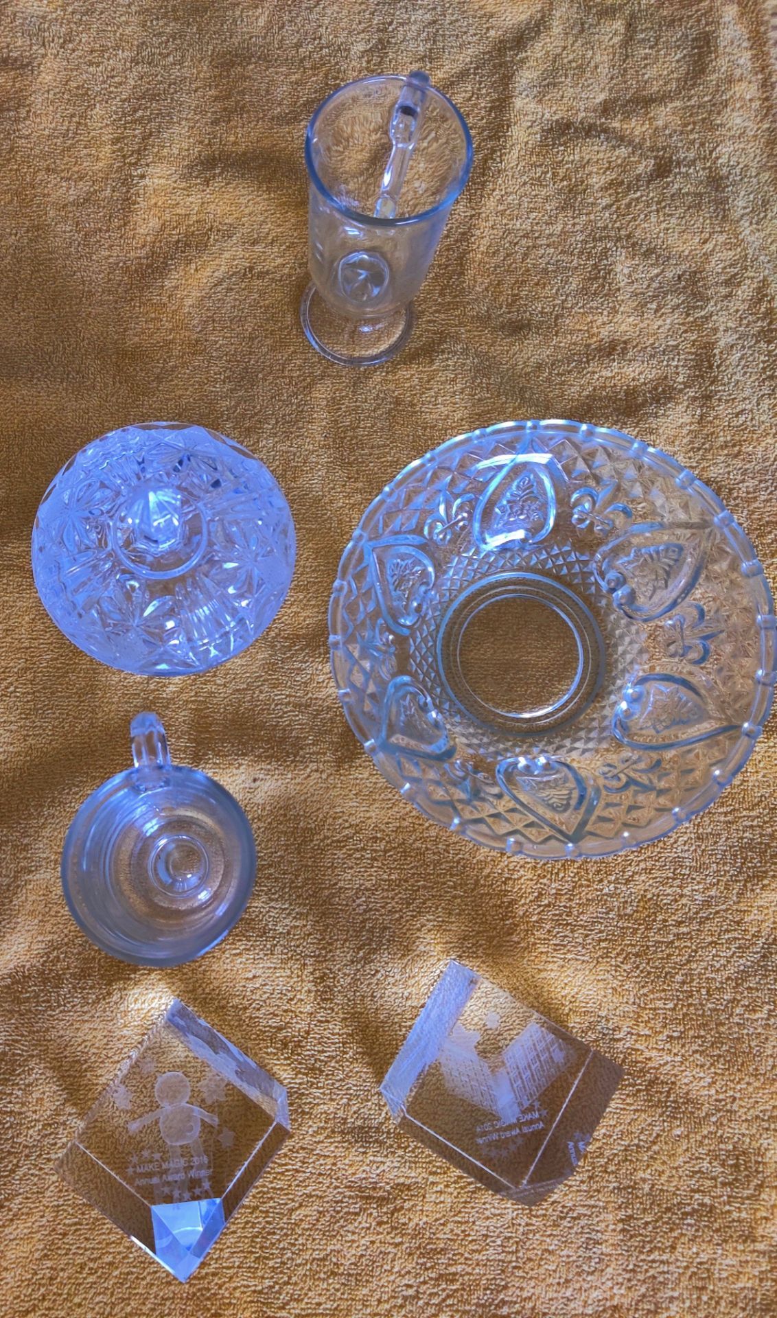 NEVER USED Clear Glass Pressed Glass Lot – 6 Pieces