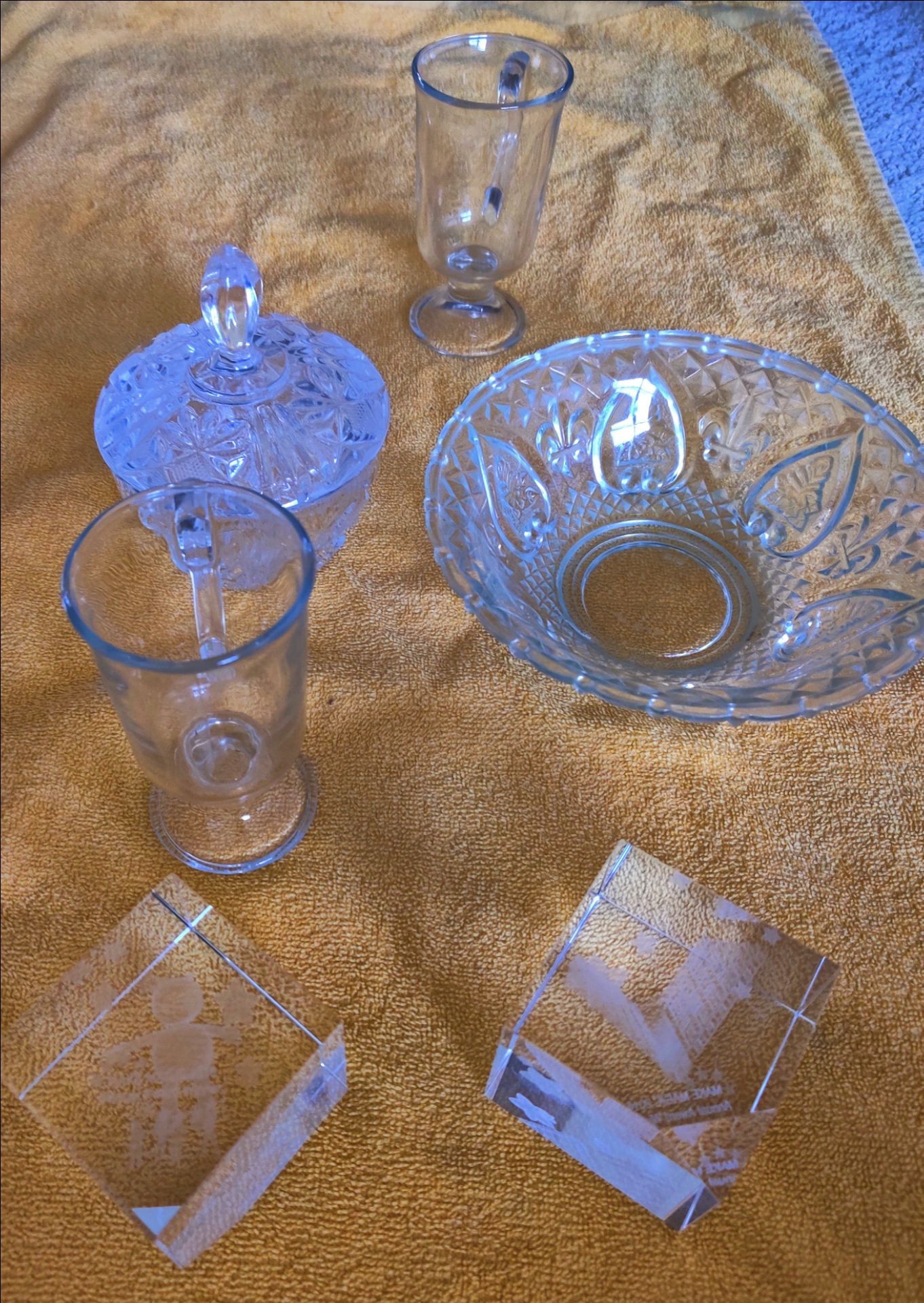 NEVER USED Clear Glass Pressed Glass Lot – 6 Pieces - photo 2