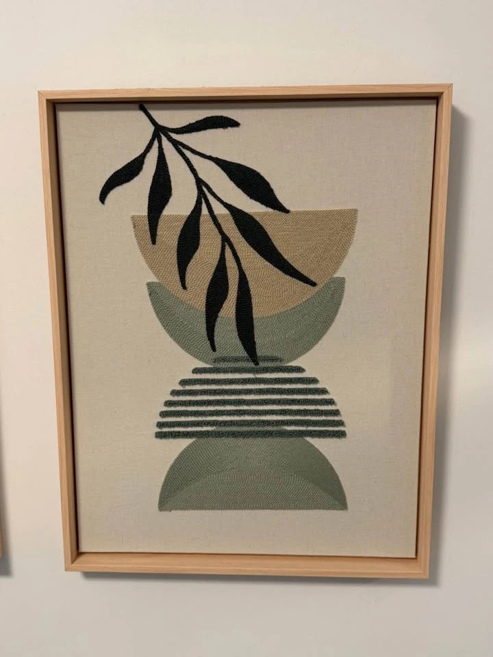 Set of 3 Framed Abstract Botanical Wall Art – Like New - photo 2