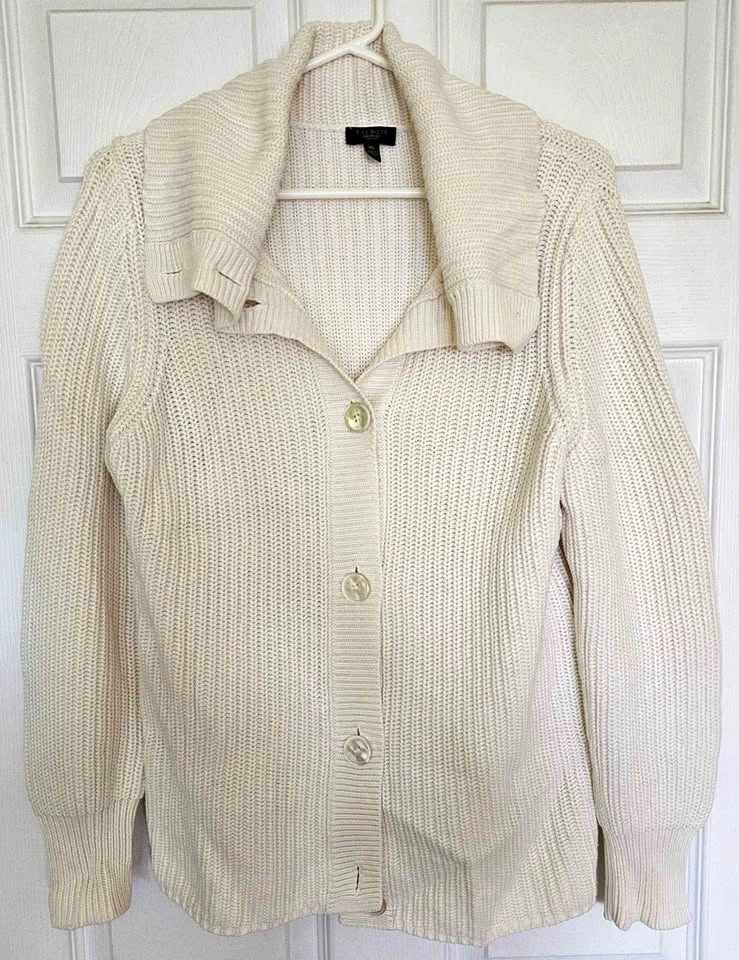 Talbots Petites 100% Cotton Chunky Knit Convertible Sweater MP