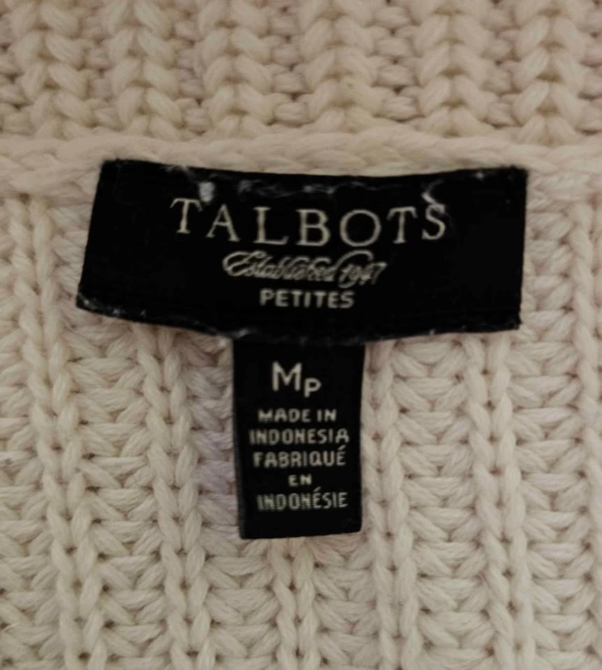 Talbots Petites 100% Cotton Chunky Knit Convertible Sweater MP - photo 3