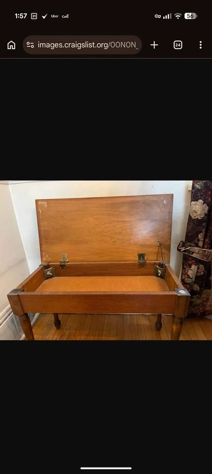 Vintage Cecilian Wooden Piano Bench with Storage - photo 3