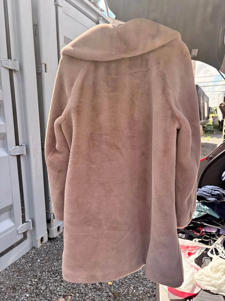 Donna Karan New York Blush Pink Faux Suede Long Coat – Size M