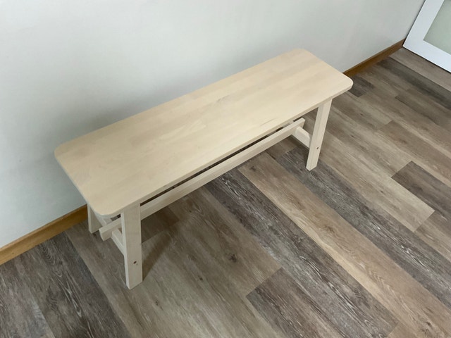 White wooden bench