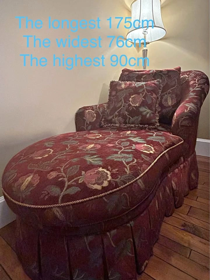 Floral Burgundy Chaise Lounge