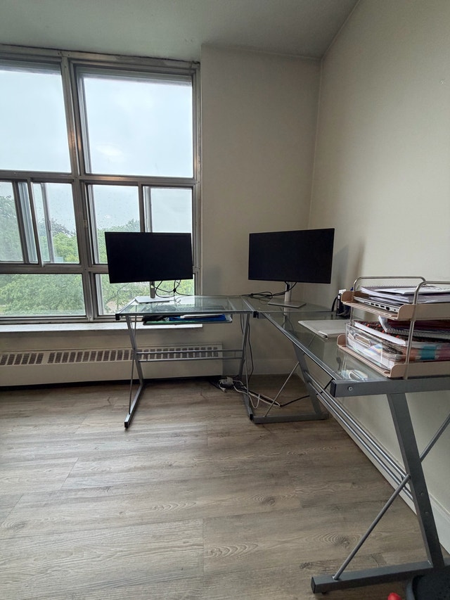 L-Shaped Glass Desk
