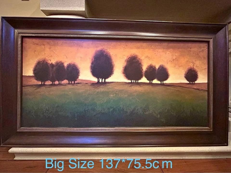 Big Framed Landscape and Trees Sunset 137x75.5cm