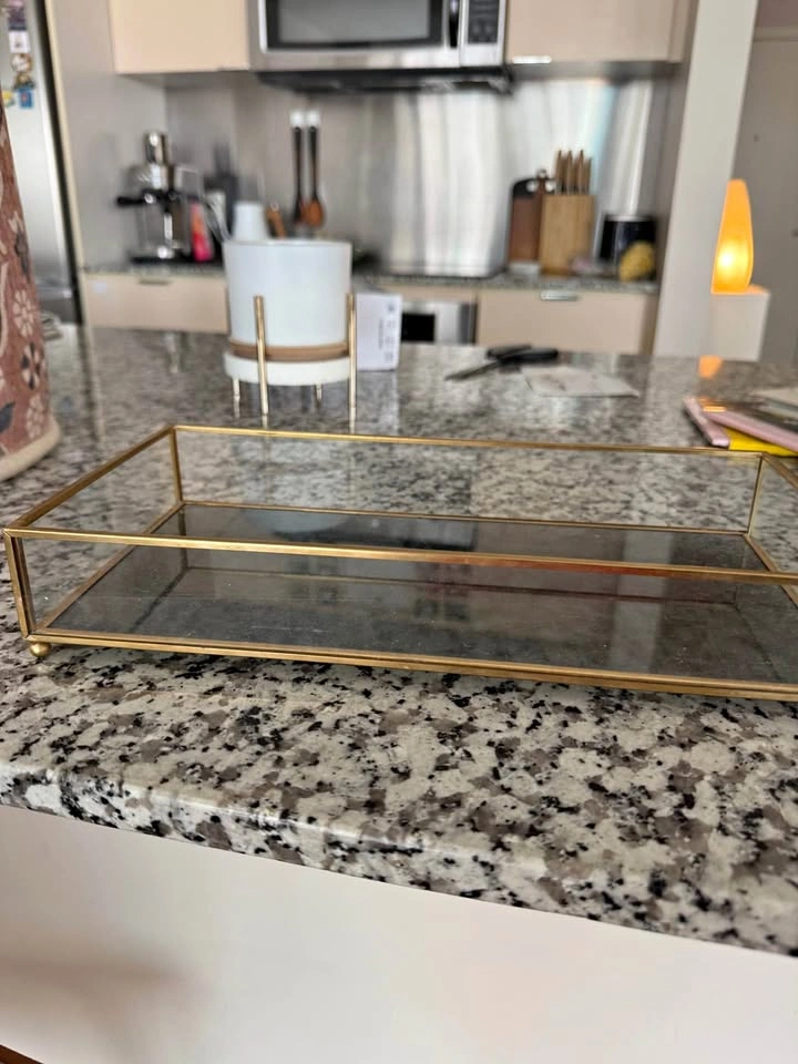Gold Glass Decorative Tray