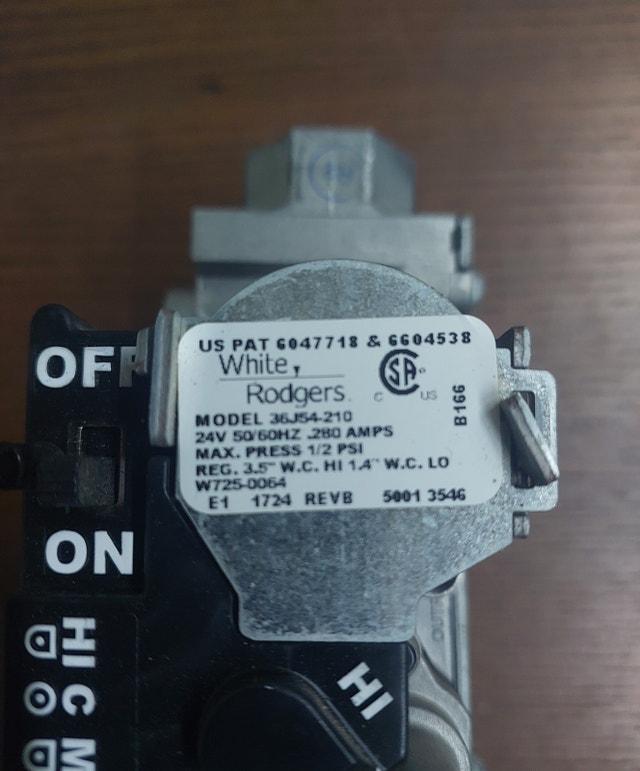 Gas Valve Specifications – White-Rodgers 36J54-210 - GCV099 - photo 2