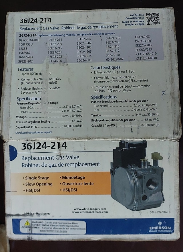 Gas Valve Specifications – White-Rodgers 36J24-214 - GCV014 - photo 4