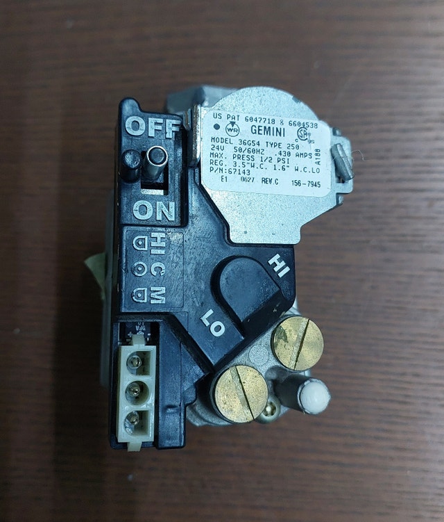 Gas Valve Specifications – White-Rodgers 36G54 Type 250 - GCV094
