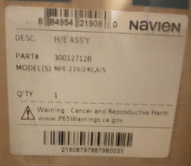 Heat Exchanger Assembly Specifications – Navien 30012712B - photo 4