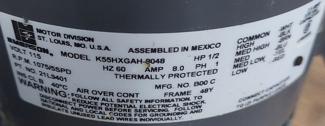 Emerson K55HXGAH-9048 Furnace Blower Motor 1/2 HP - photo 5