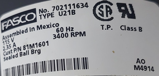 FASCO Draft Inducer Motor – Model 702111634 (Type U21B) - photo 4