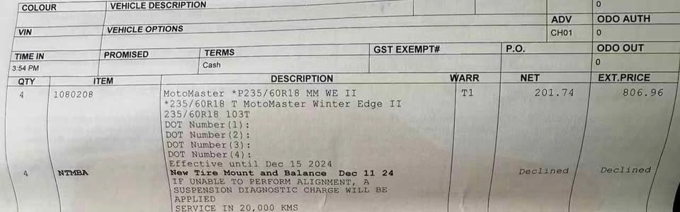 MotoMaster Winter Edge II Tires 235/60R18 set of 4 - photo 3