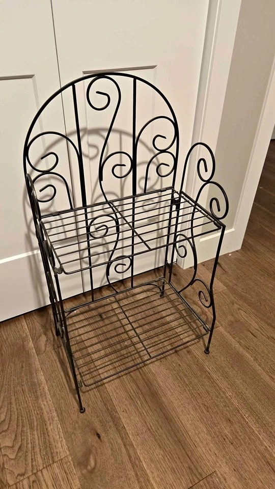 Metal Shelf Floor Ornate Display Mid century Modern Folding