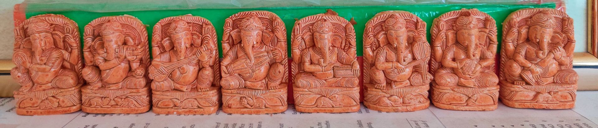 Set of 8 Carved Ganesha Stone Figurines