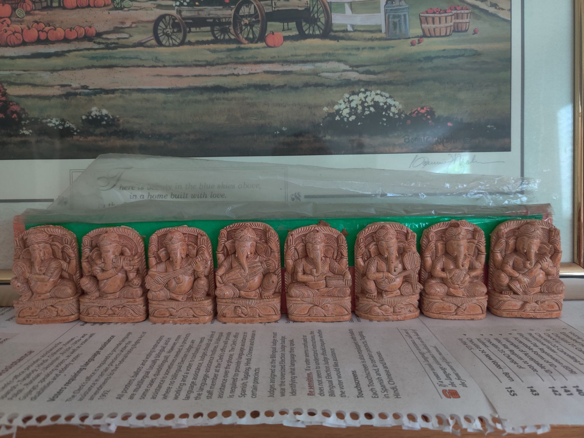 Set of 8 Carved Ganesha Stone Figurines - photo 2