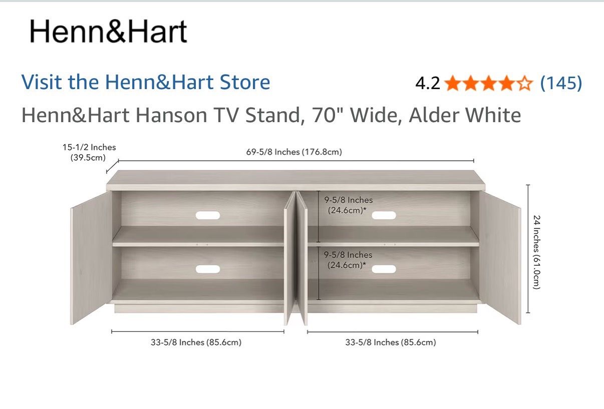 Henn&Hart Hanson TV Stand 70" Alder White - photo 2