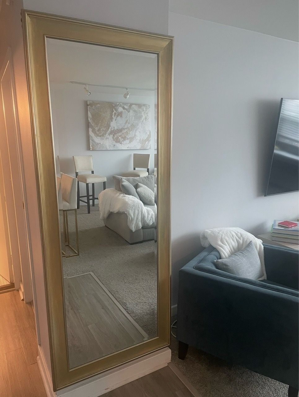 Large Floor Mirror with Gold Frame 72” x 30” - photo 2