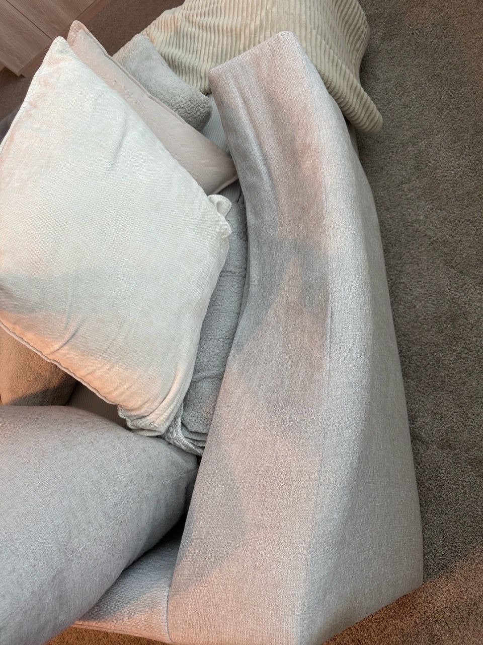 Light Gray Fabric Sofa with Cushions - photo 2