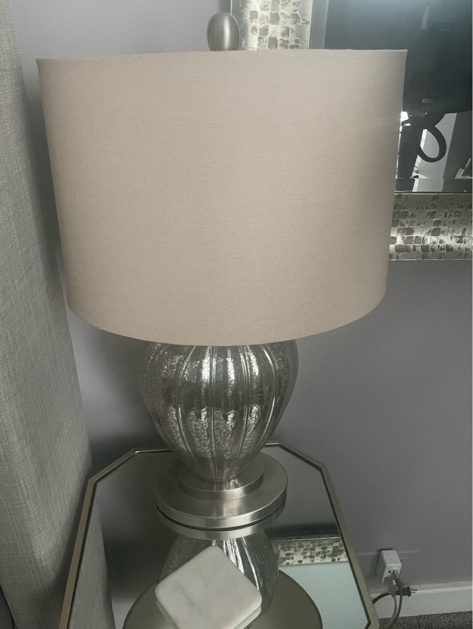 Mercury Glass Table Lamp with Drum Shade - photo 2