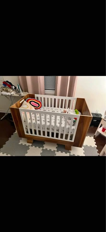Modern Wood and White Baby Crib