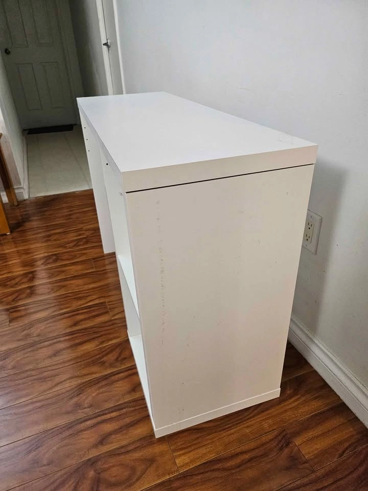 White Modern Desk with Built-In Storage Shelves - photo 3