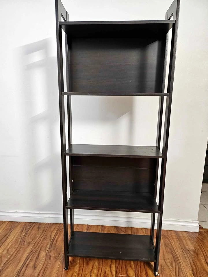 Dark Brown 4-Tier Ladder Bookshelf