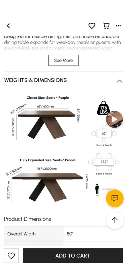 Farmhouse 63"-79" Extendable Rectangular Walnut Dining Table - photo 2