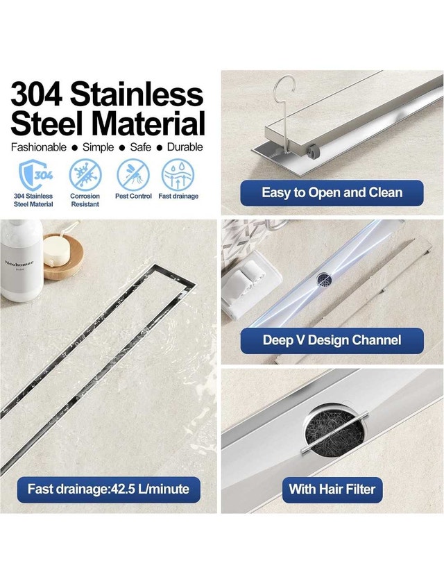 Neodrain 24 Inch Linear Shower Drain - photo 4