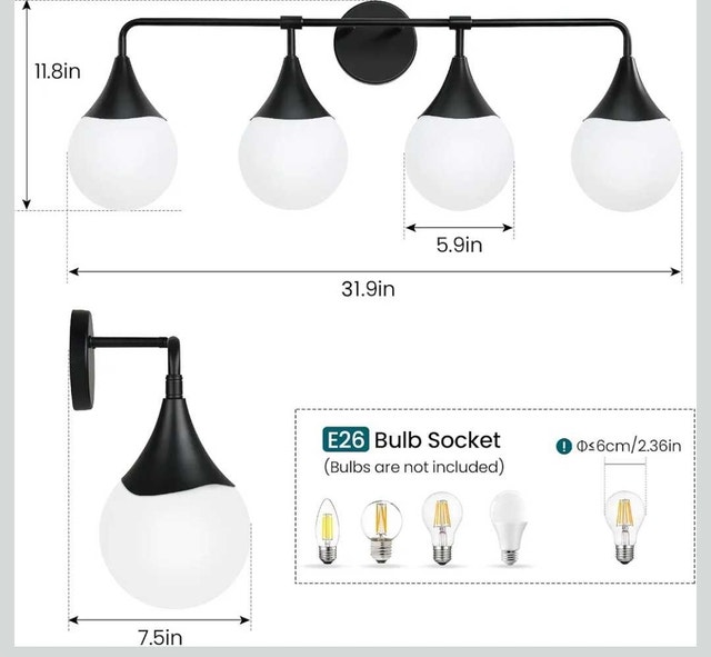4-Light Mid Century Modern Vanity Fixture - photo 2