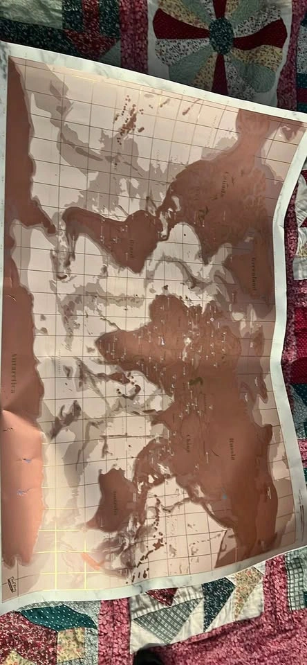 Pink scratch off map